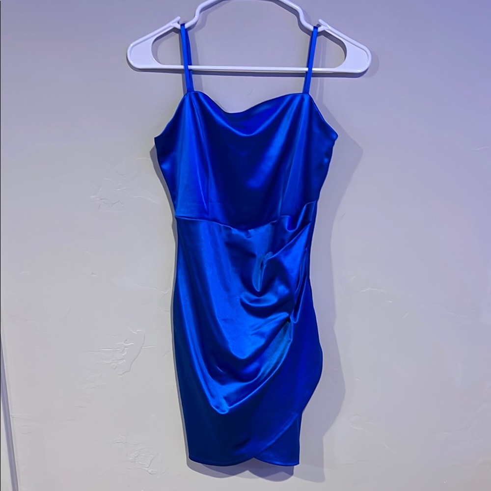 Elegant Blue Satin Dress